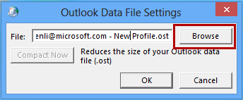 Change Default Data File (.ost) location in Office 2010 