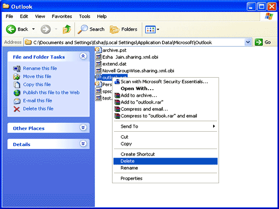 delete ost file in outlook 2016